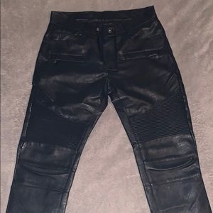 Balmain Leather Biker Jeans